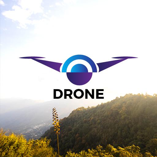 Vibrant Purple and Blue Drone Logo Showcasing Aerial Views Logo Template