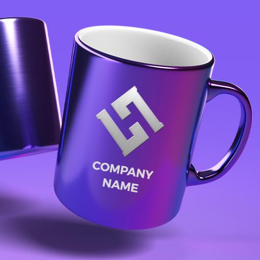 Vibrant Purple and Blue Mug Design for Your Brand Identity Mockup Template