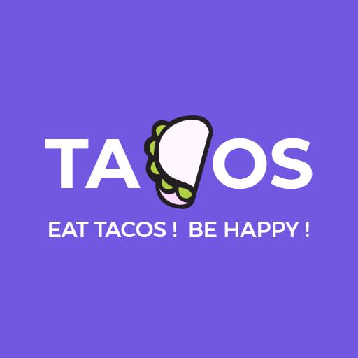 Vibrant Purple and Bold Taco Design Inviting Happiness Logo Template