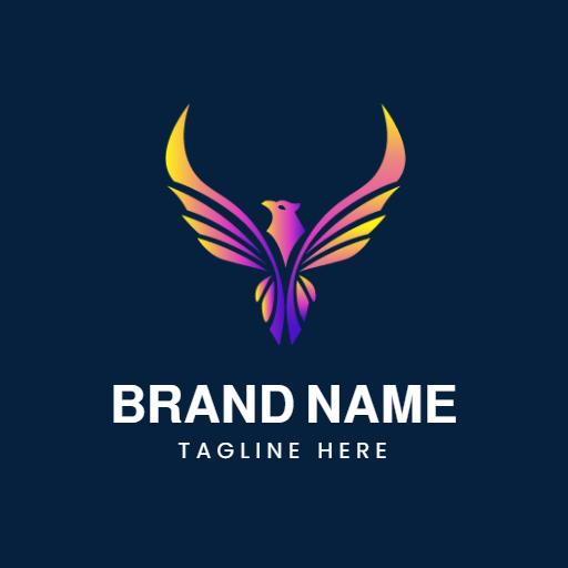 Vibrant Purple and Gold Phoenix Symbolizing Renewal Logo Template