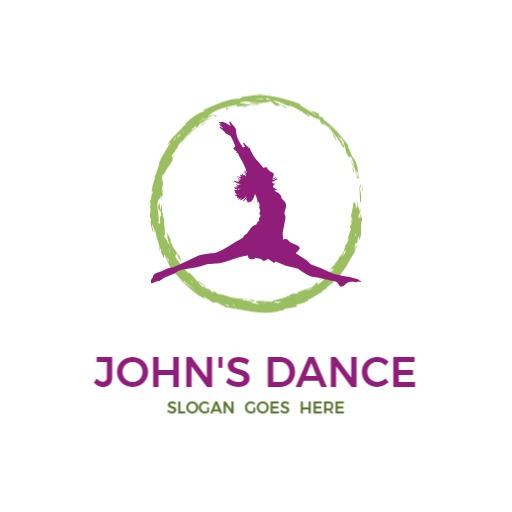 Vibrant Purple and Green Dance Logo Celebrating Movement Elegance Logo Template