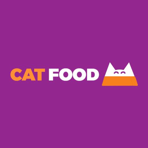Vibrant Purple and Orange Cat Food Product Logo Template