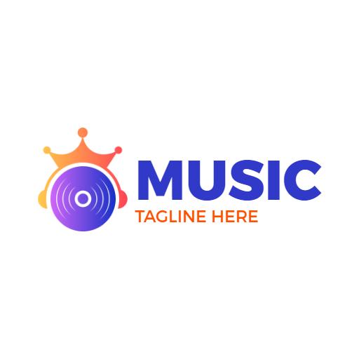 Vibrant Purple and Orange Gradient Music Design Logo Template