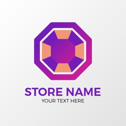 Vibrant Purple and Orange Gradient Octagon Design Store Logo Template