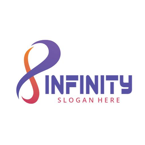 Vibrant Purple and Orange Infinity Symbol Representing Growth Logo Template