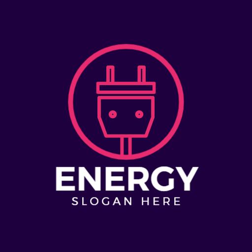 Vibrant Purple and Pink Energy Plug Design in Electronics Logo Template