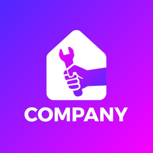 Vibrant Purple and Pink Gradient Home Repair Company Logo Template