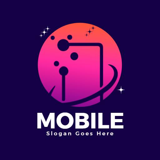 Vibrant Purple and Pink Mobile Shop Logo for Technology Lovers Logo Template