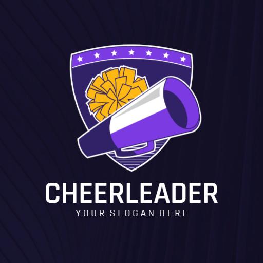 Vibrant Purple and Yellow Cheerleader Logo with Cheerleading Spirit Logo Template