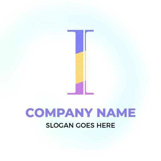 Vibrant Purple and Yellow Geometric I Letter Design Logo Template