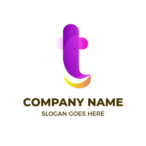 Vibrant Purple and Yellow T Letter Design for Branding Logo Template