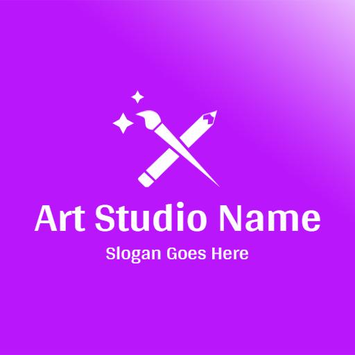 Vibrant Purple Art Tools Create Stunning Artwork Logo Template