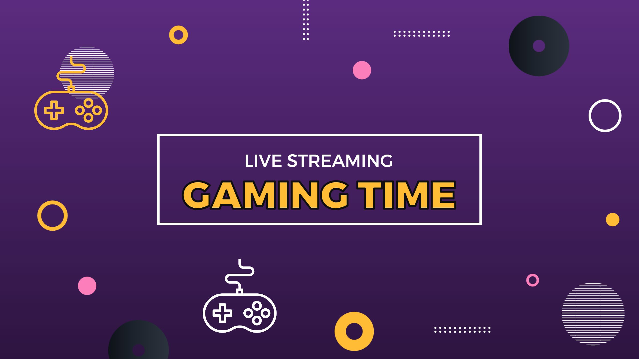 Vibrant Purple Background with Game Controllers for Gaming Banner Template