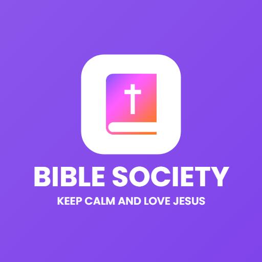 Vibrant Purple Bible Society Emphasizing Faith and Love Logo Template