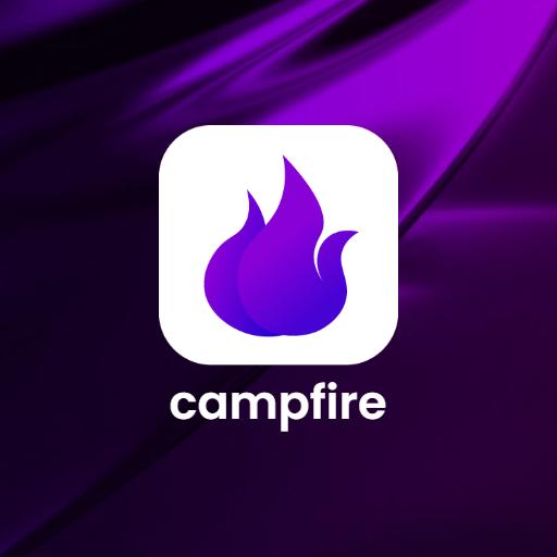 Vibrant Purple Campfire Icon Representing Outdoor Gatherings Logo Template