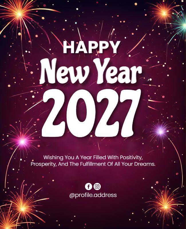 Vibrant Purple Celebration for New Year 2027 Flyer Template