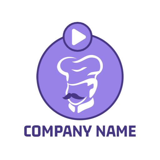 Vibrant Purple Chef Icon Showcasing Creative Cooking Channel Logo Template