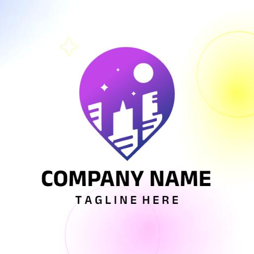 Vibrant Purple Cityscape Under a Starry Nightclub Logo Template