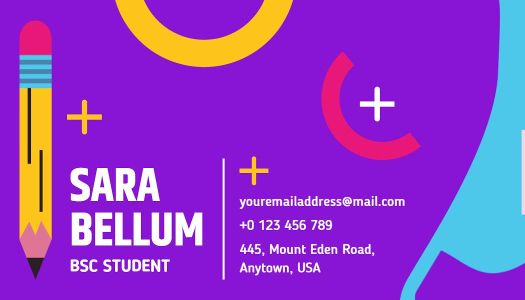 Vibrant Purple Creative Student Business Card Template