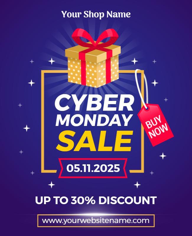 Vibrant Purple Cyber Monday Sale Discount Flyer Template