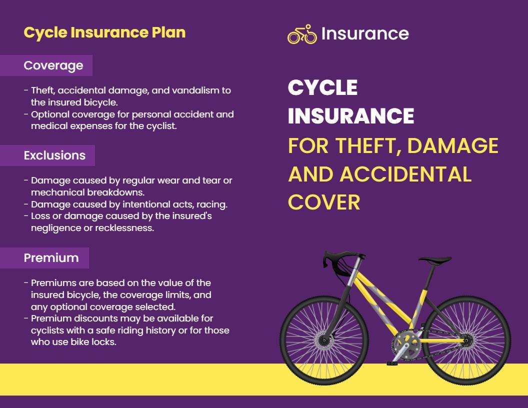 Vibrant Purple Cycle Insurance for Theft and Damage Cover Brochure Template