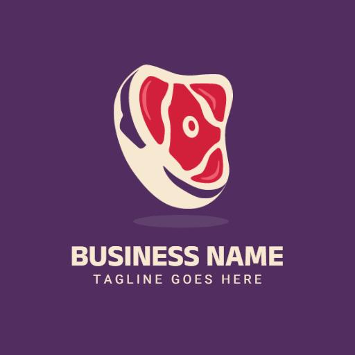 Vibrant Purple Design Featuring Juicy Meat Cuts Logo Template