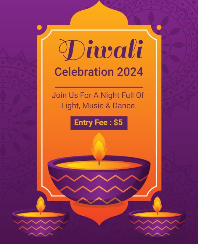 Vibrant Purple Diwali Festival Celebration Poster Template