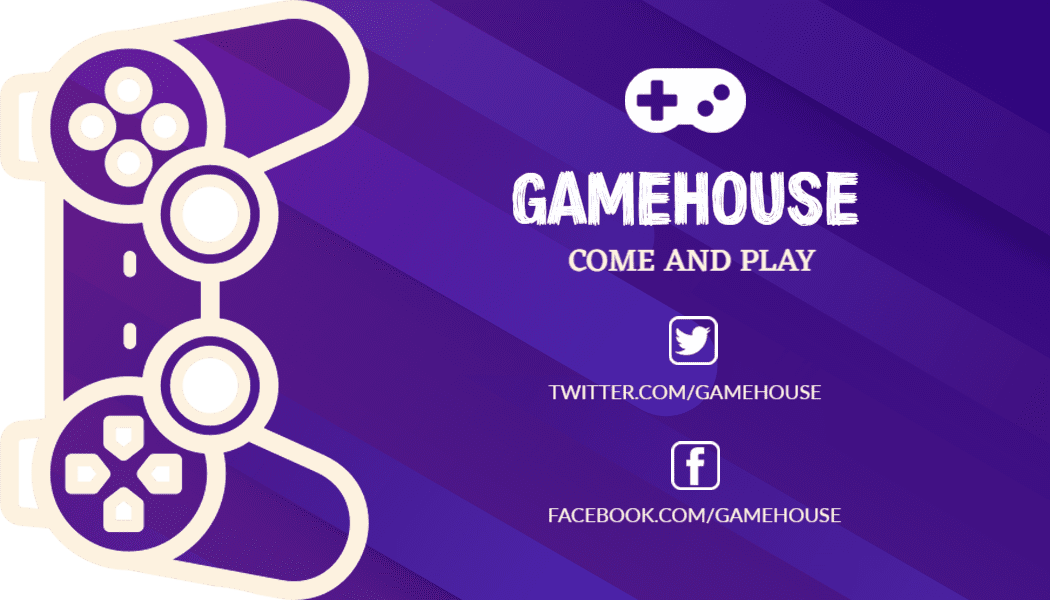 Vibrant Purple Game Controller Laser Cut Business Card Template