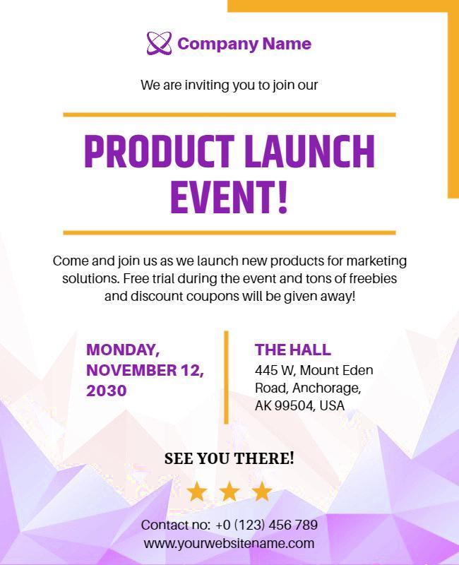 Vibrant Purple Geometric Product Launch Event Poster Template