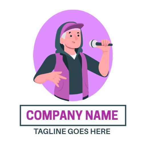 Vibrant Purple Hip Hop Performer Celebrating Rapper Culture Logo Template