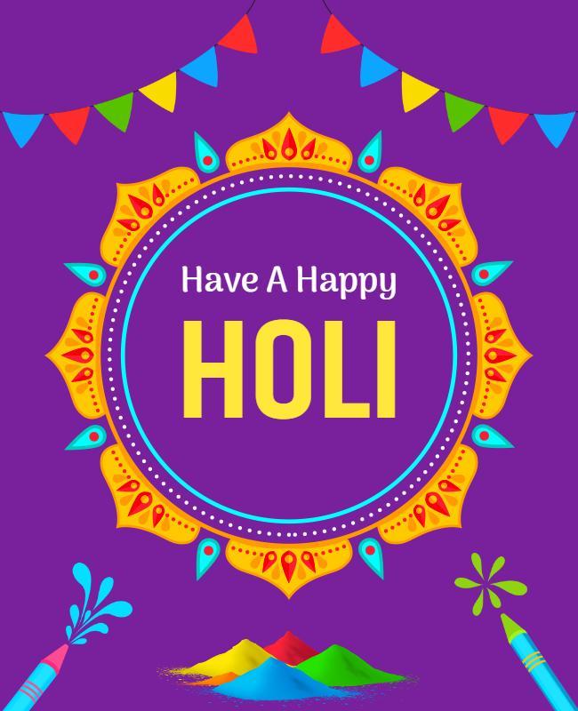 Vibrant Purple Holi Festival Celebration Poster Template