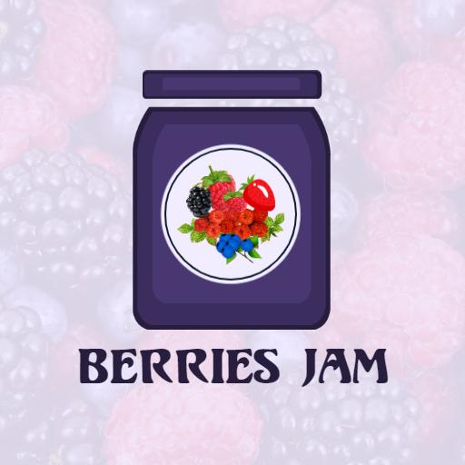 Vibrant Purple Jar Filled with Fresh Berries Jam Logo Template