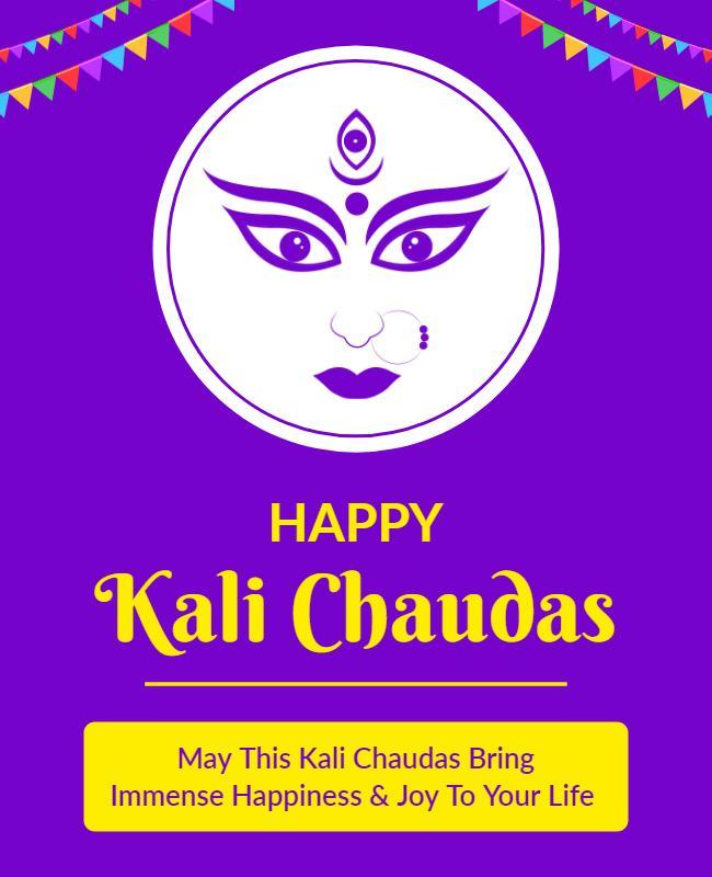 Vibrant Purple Kali Chaudas Celebration Poster Template
