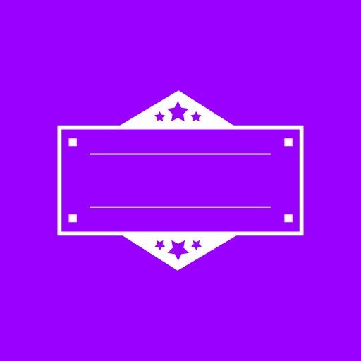 Vibrant Purple Label Design with Decorative Stars Logo Template
