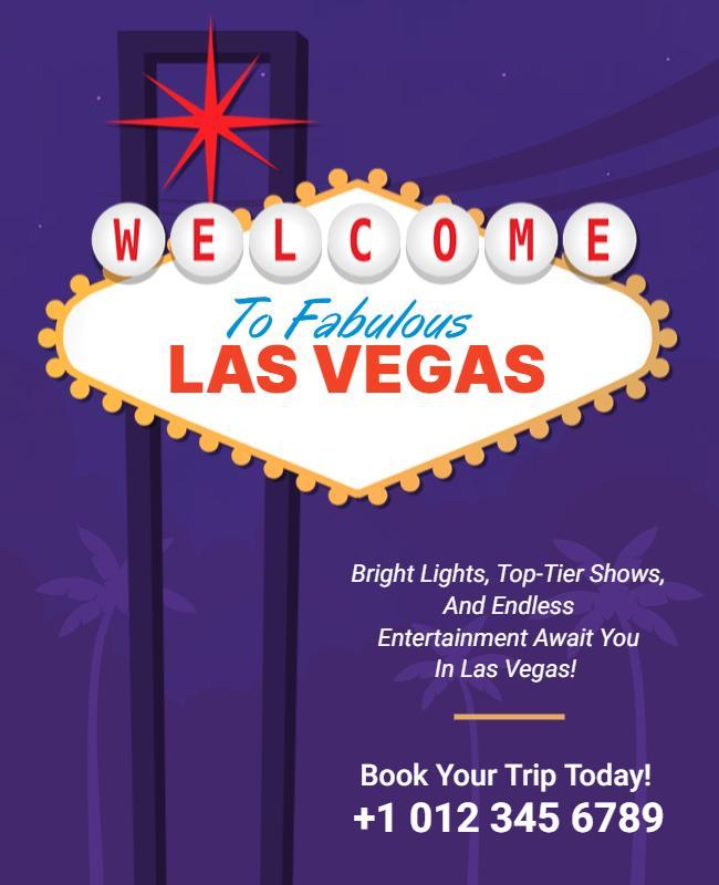 Vibrant Purple Las Vegas Travel Invitation Poster Template