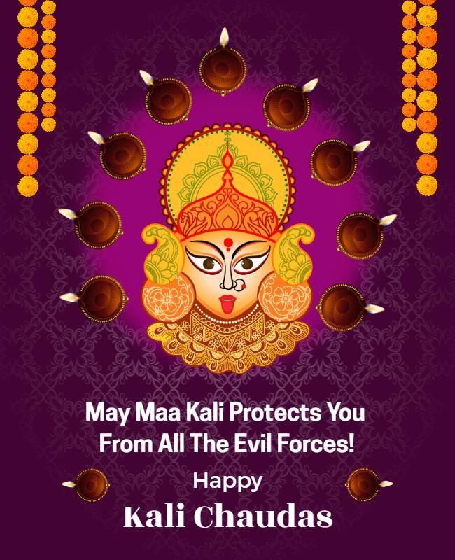 Vibrant Purple Maa Kali Worship Celebration Poster Template
