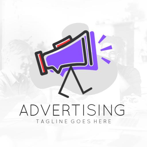 Vibrant Purple Megaphone Showcasing Dynamic Advertising Logo Template