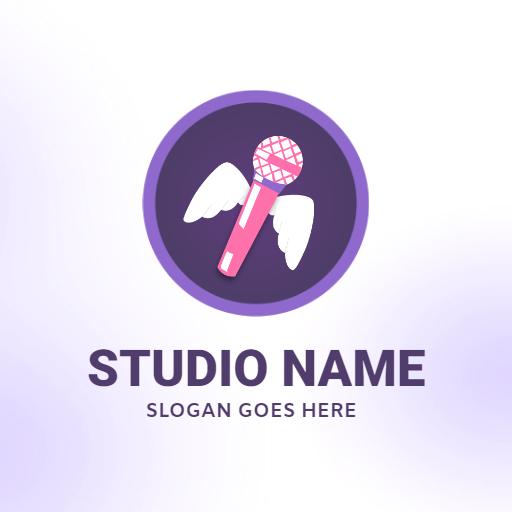 Vibrant Purple Microphone Design Capturing Music Studio Logo Template