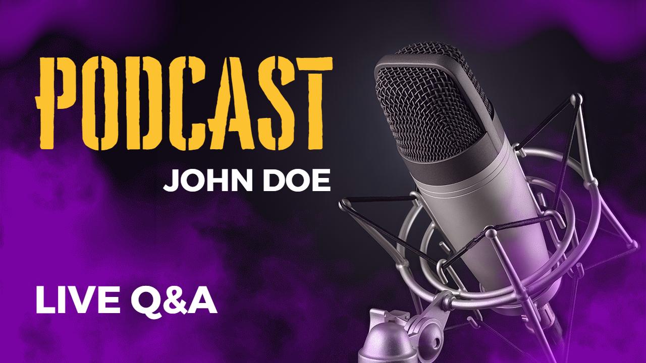 Vibrant Purple Microphone Live Q&A Podcast YouTube Thumbnail Template