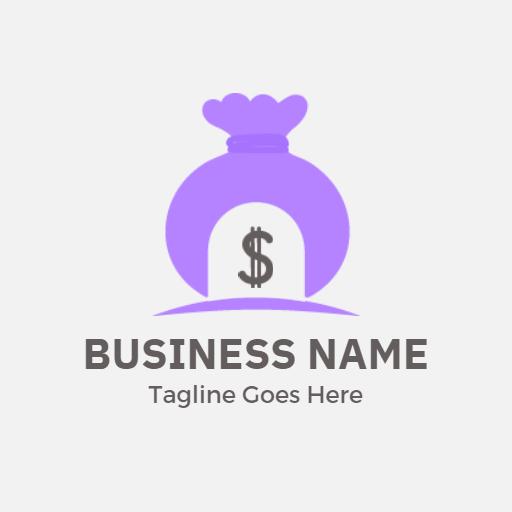 Vibrant Purple Money Bag Symbolizing Modern Banking Solutions Logo Template