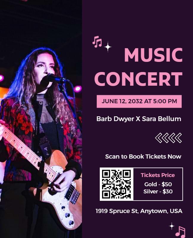 Vibrant Purple Music Concert Live Performance Poster Template