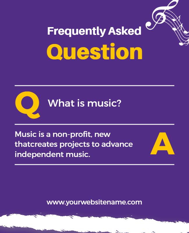 Vibrant Purple Music FAQ Information Poster Template