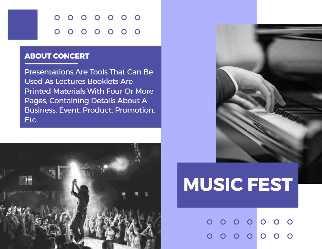 Vibrant Purple Music Festival Concert Promotion Bi Fold Brochure Template
