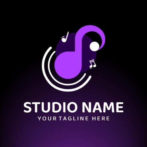 Vibrant Purple Music Note Design with Dynamic Elements Logo Template