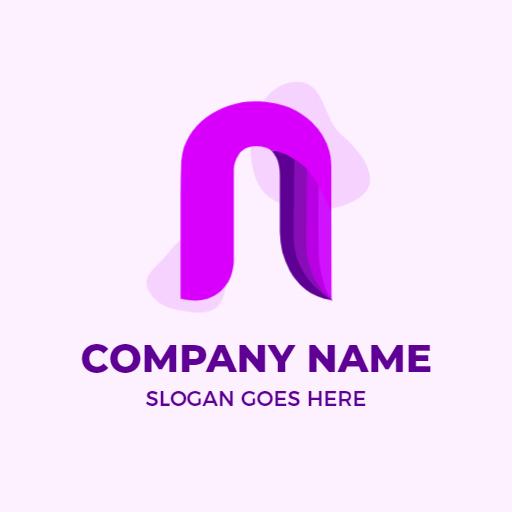 Vibrant Purple N Letter Design for Creative Branding Logo Template