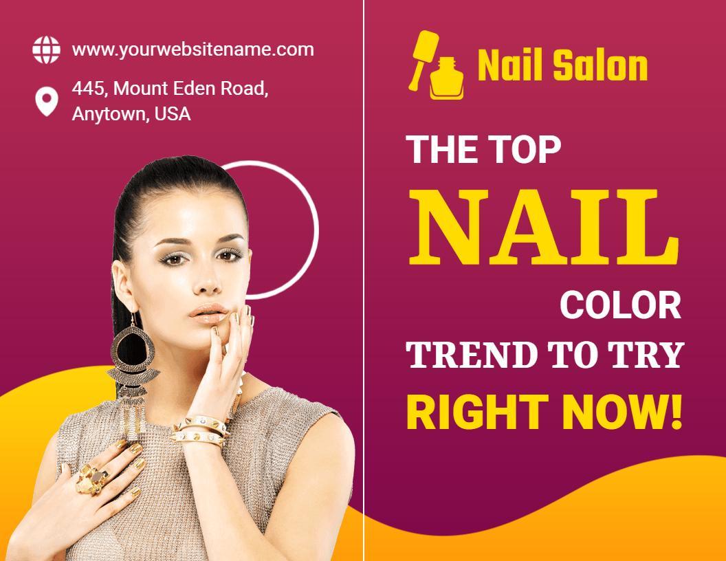 Vibrant Purple Nail Art Trend and Service Promotion Brochure Template