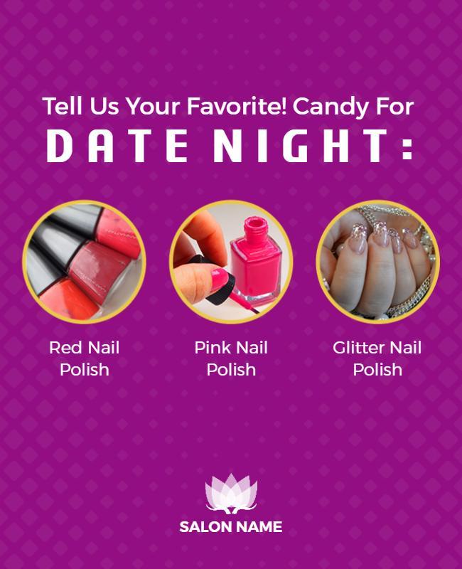 Vibrant Purple Nail Polish Date Night Poster Template