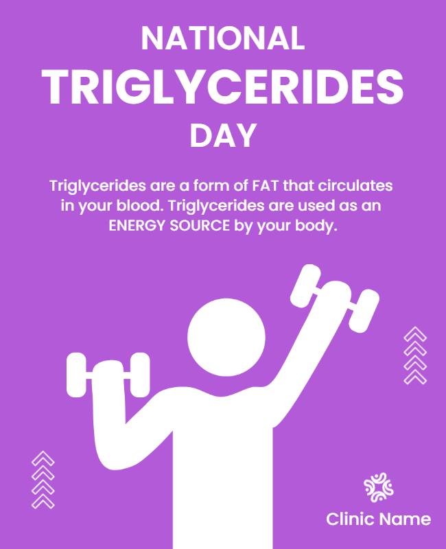 Vibrant Purple National Triglycerides Day Awareness Poster Template