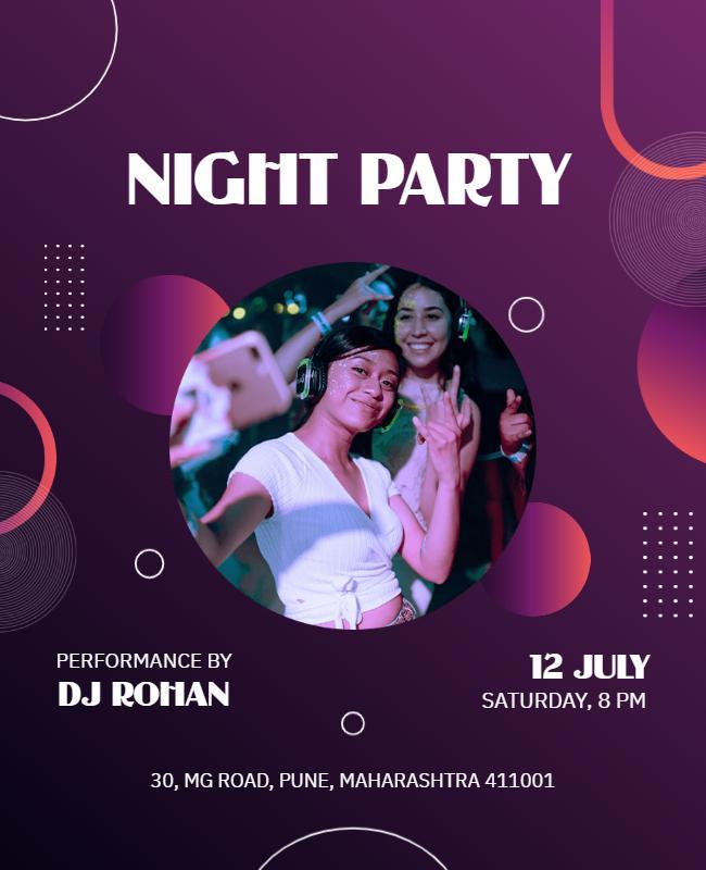 Vibrant Purple Night Party DJ Performance Poster Template