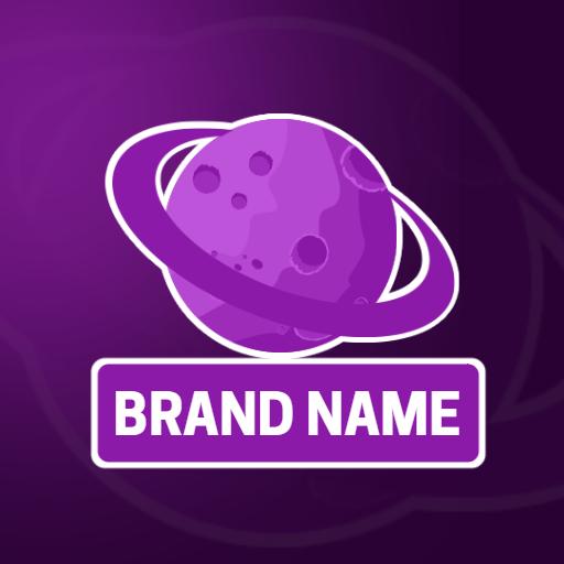 Vibrant Purple Planet with Rings Representing Space Exploration Logo Template